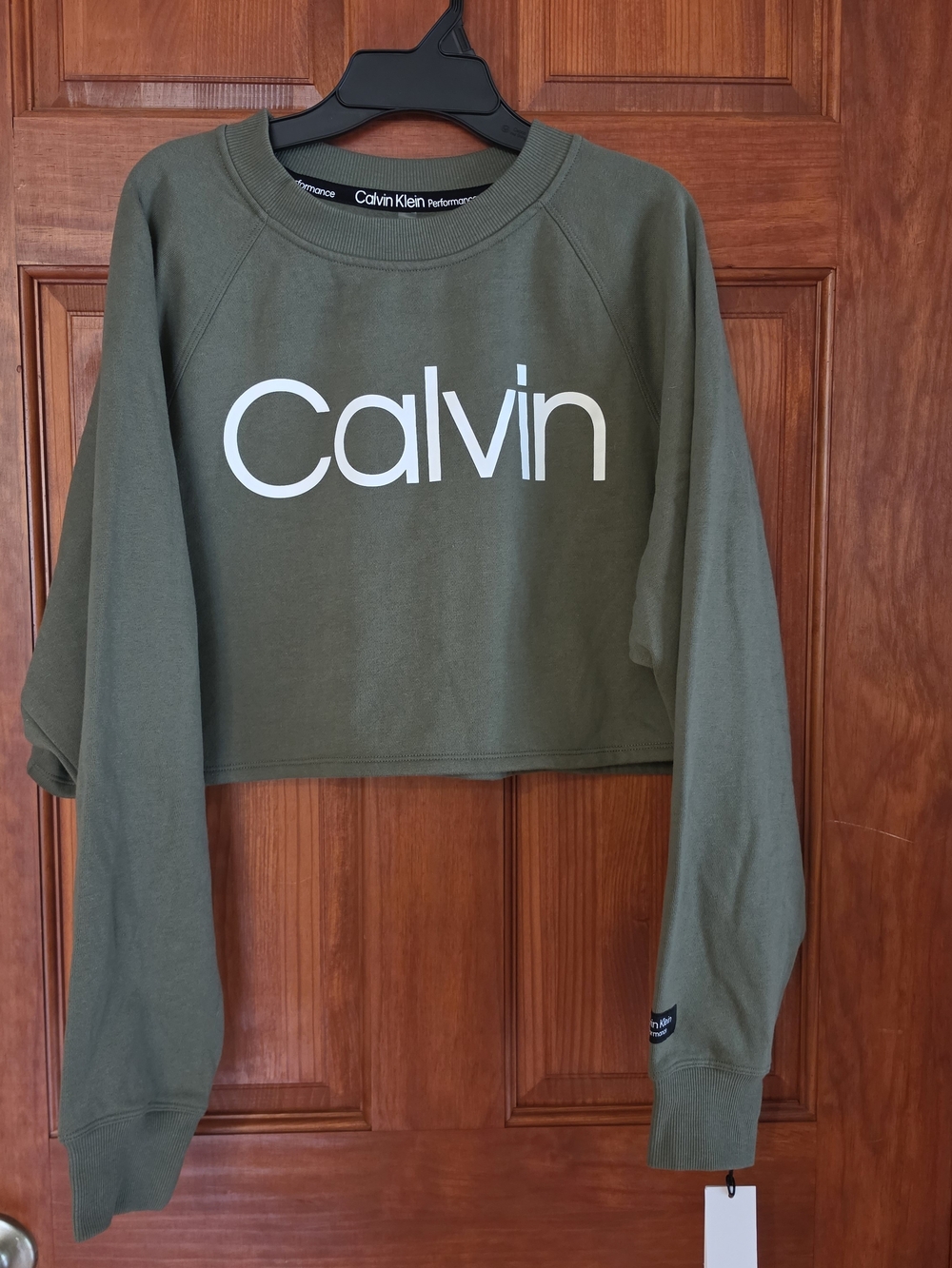 Calvin Klein Olive Green Cropped Sweater, NWT